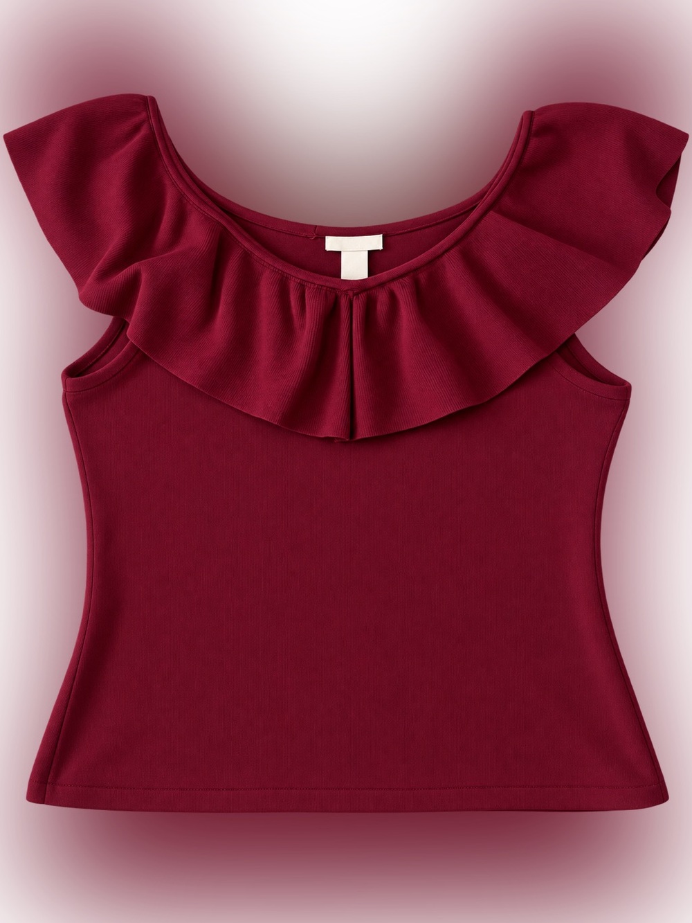 H&M Burgundy Ruffle-Neck Tank Top